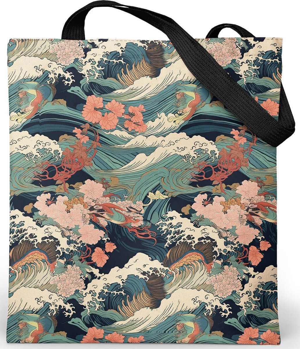 Grote Esthetische Tote Bag Dames - Waterdichte Schoudertas 37x42 cm voor School en Werk
