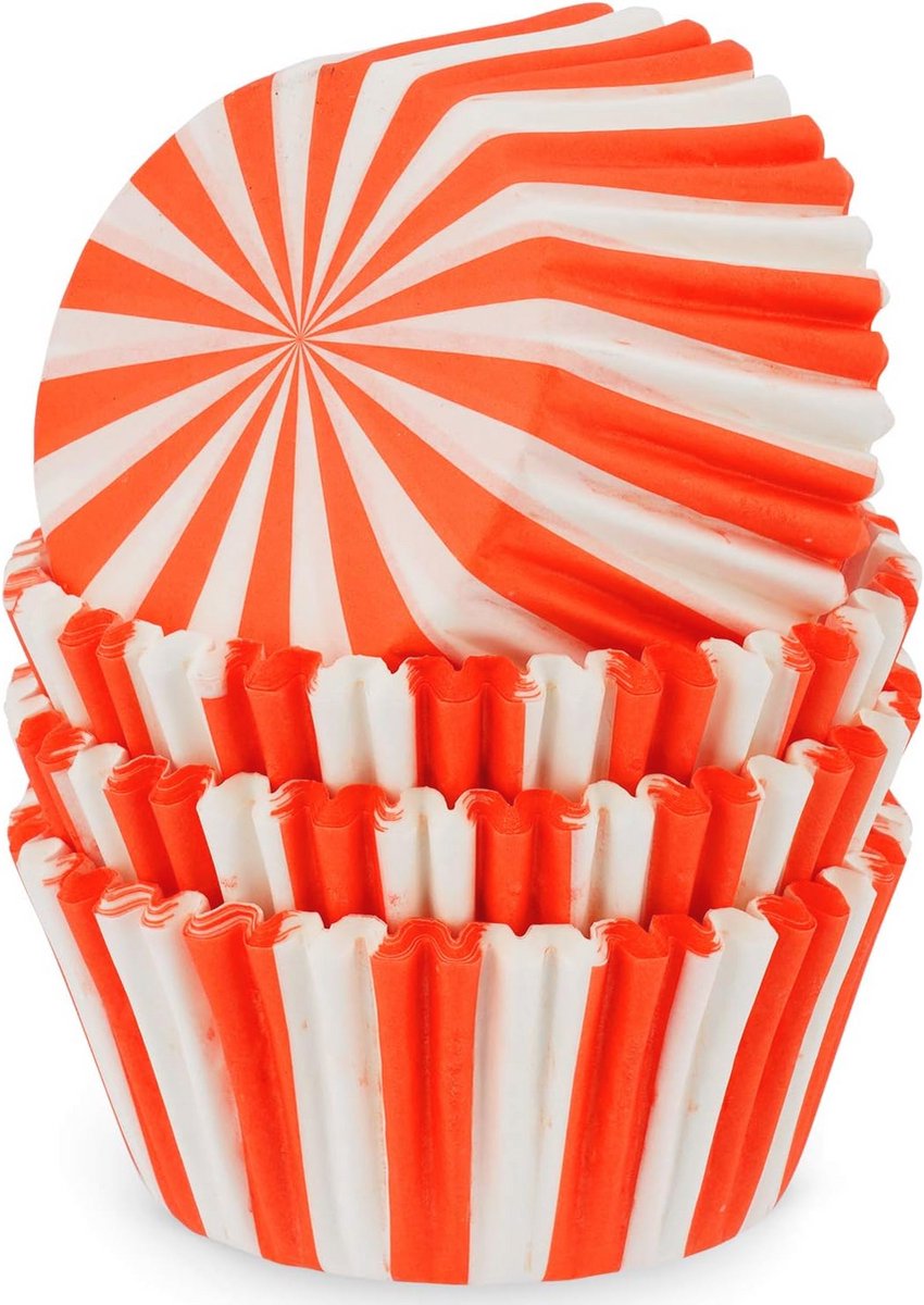 Papieren Muffinvormpjes - Rood-Wit Swirl - 100 Stuks - Cupcake Bakvormen