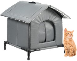 Geïsoleerd Buiten Kattenholbed - 14,2 x 14,2 inch, weerbestendig en geïsoleerd kattenhuis voor buiten, weerbestendig en geïsoleerd kattenhuis, eenvoudige montage, warme schuilplaats