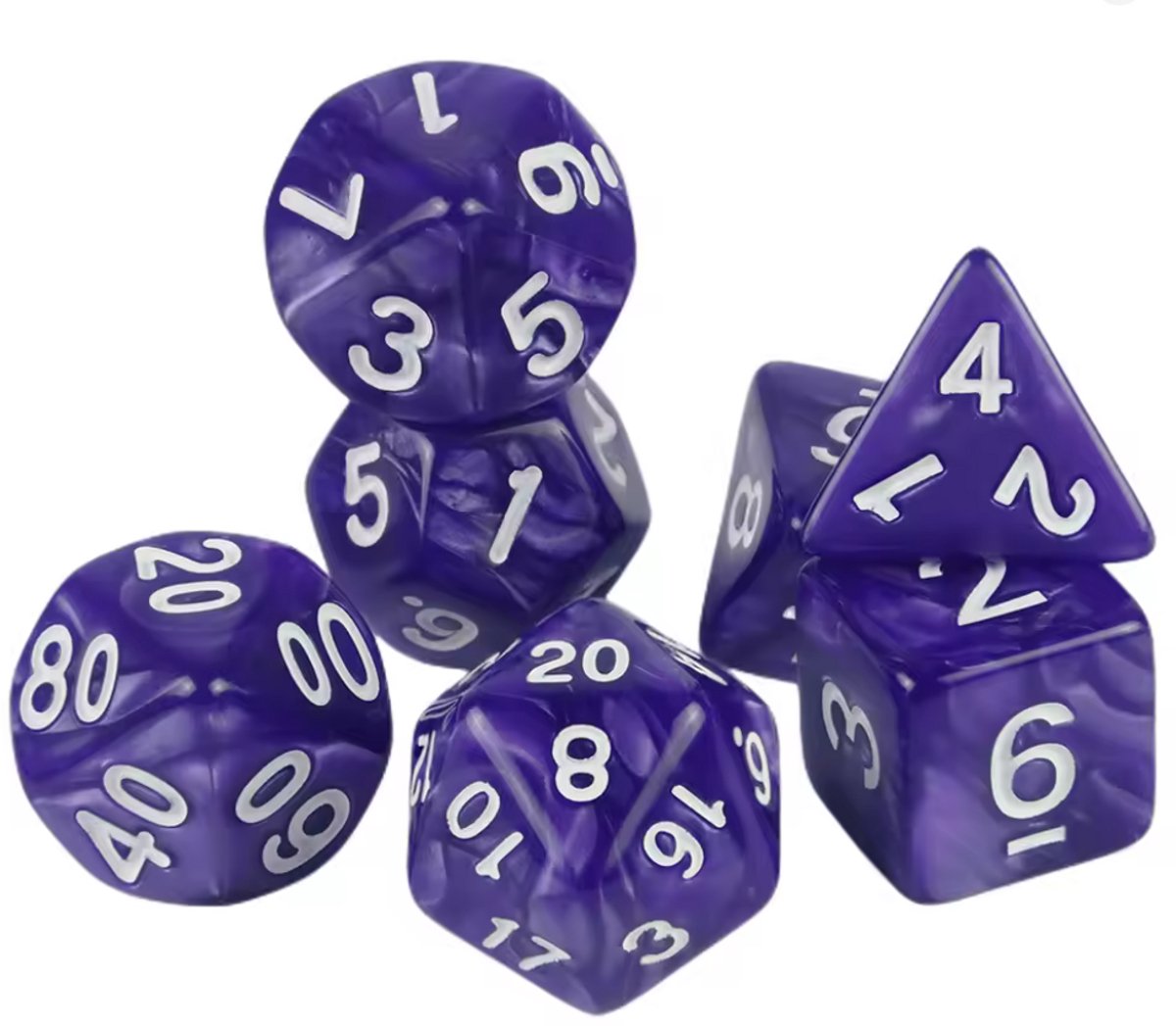 New Age Devi - 7-delige Polydice Set Polyhedral Dobbelstenen geschikt voor DD Paars