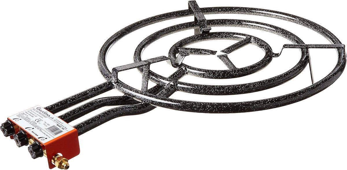 3-vlam Gasbrander voor Paella - 70 cm diameter, 24,1 kW, Zwart