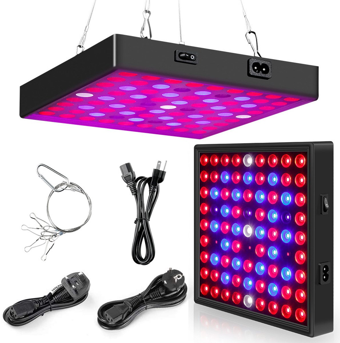 MUPOO Groeilamp Planten – Kweeklamp LED Full Spectrum 25–80W voor Binnen – Ideaal voor Groei en Bloei van Kamerplanten, Groenten en Bloemen – Full Spectrum Panel 81 LEDs
