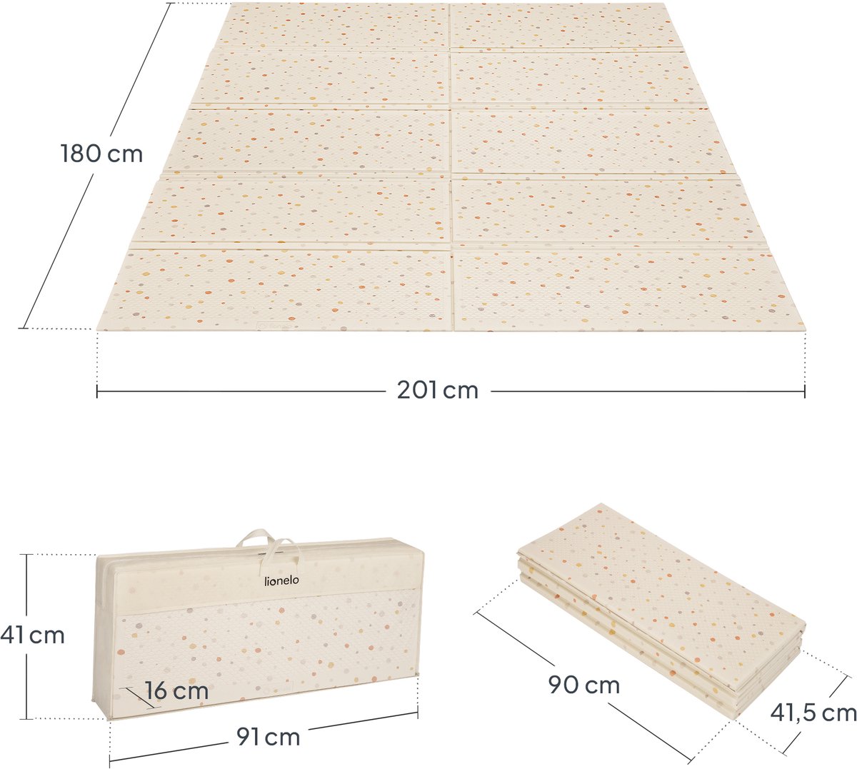 Lionelo Zora Speelmat Baby – Premium Foam Speelkleed 180×200×1.5 cm – Dikke Dubbelzijdige Kruipmat Antislip – Boho Beige Speeltapijt voor Woonkamer & Kinderkamer – Opvouwbaar + Opbergtas – Baby Speelgoed vanaf 0+ Maanden – Grote Speelmat voor Cadeau — afbeelding 18