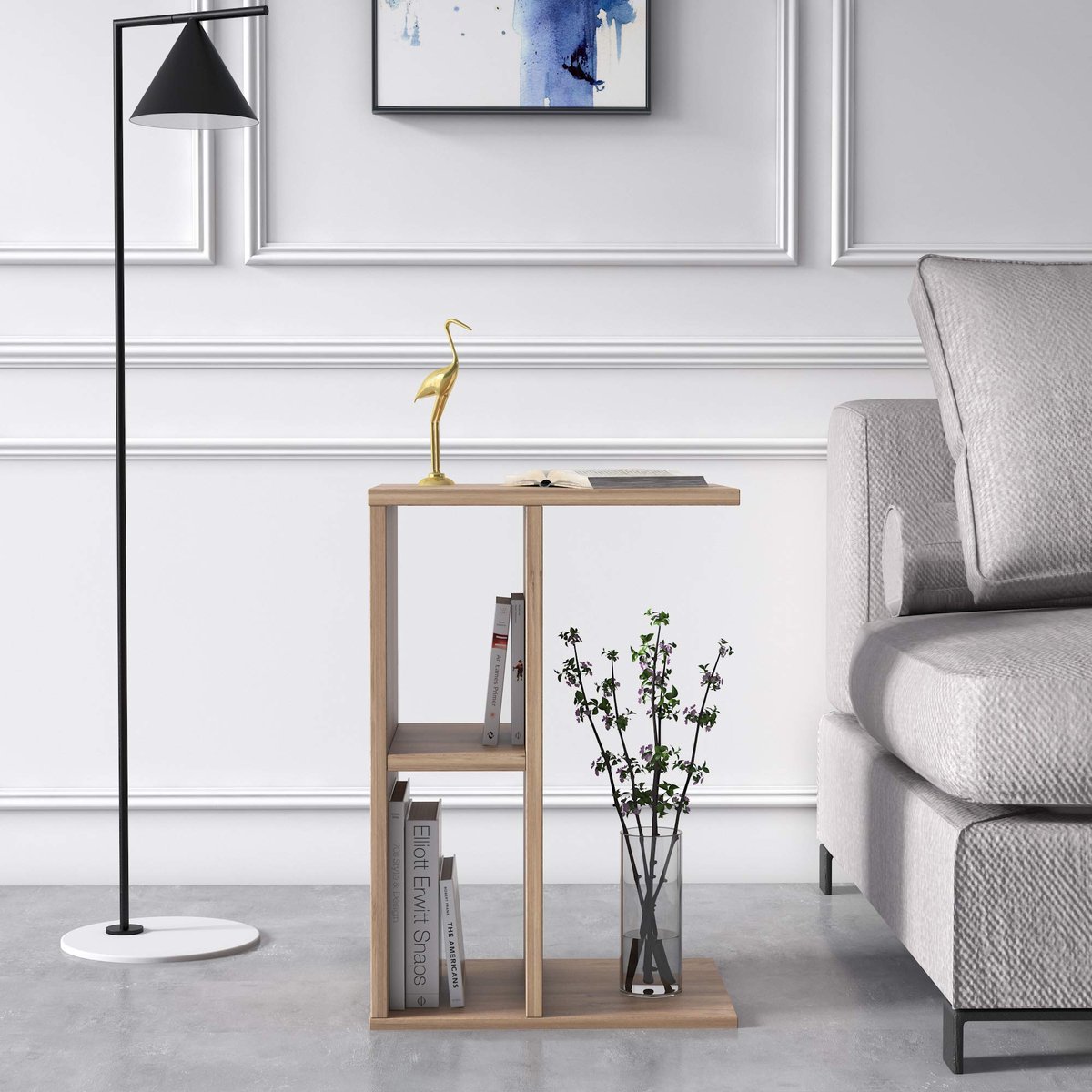 Unyqoos Moderne zijtafel met slimme opbergoplossing en stijlvol eikenhout design