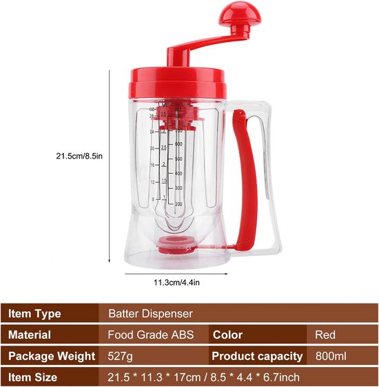 Handmatige Beslagmixer voor Cupcakes, Pannenkoeken, Wafels en Taarten - ABS Materiaal, Duurzaam Beslagapparaat — afbeelding 5