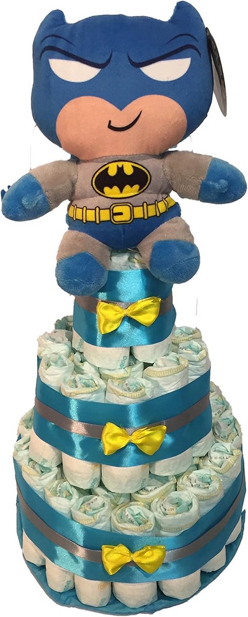 Luierentaart Batman met knuffel en wenskaart