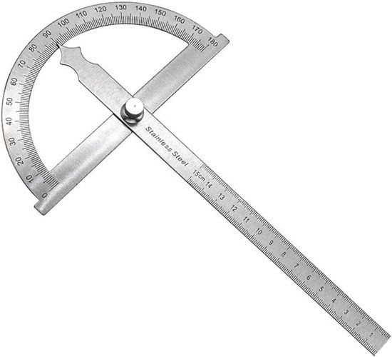 Foto: Verstelbare gradenboog 0 180 graden ronde kop meetgereedschap voor houtbewerking en mechanische bewerking