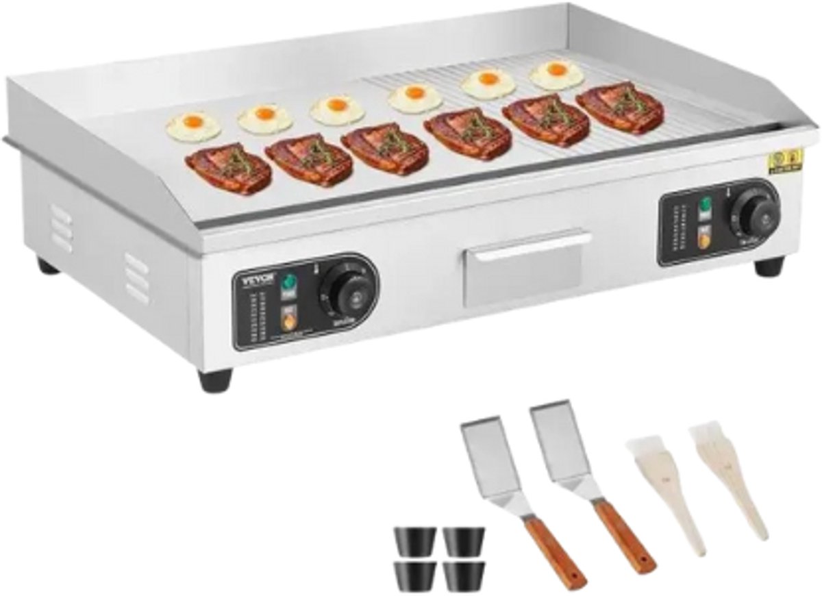 Elektrische Bakplaat Commercial – Grillplaat – RVS Bakplaat – 10mm A3 IJzer – 4400W (EU)