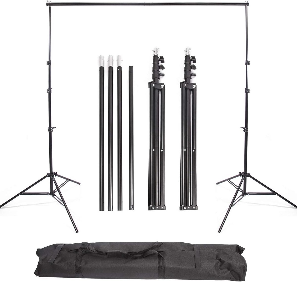 Verstelbaar Achtergrond Stand Systeem voor Fotografie 2.8x3m - Inclusief Draagtas