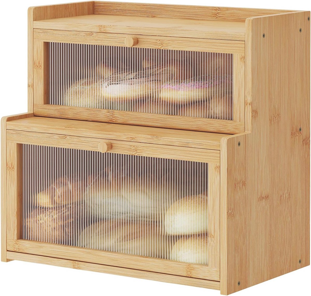 Dubbellaagse bamboe brooddoos met venster - Ideale broodopslag voor keuken
