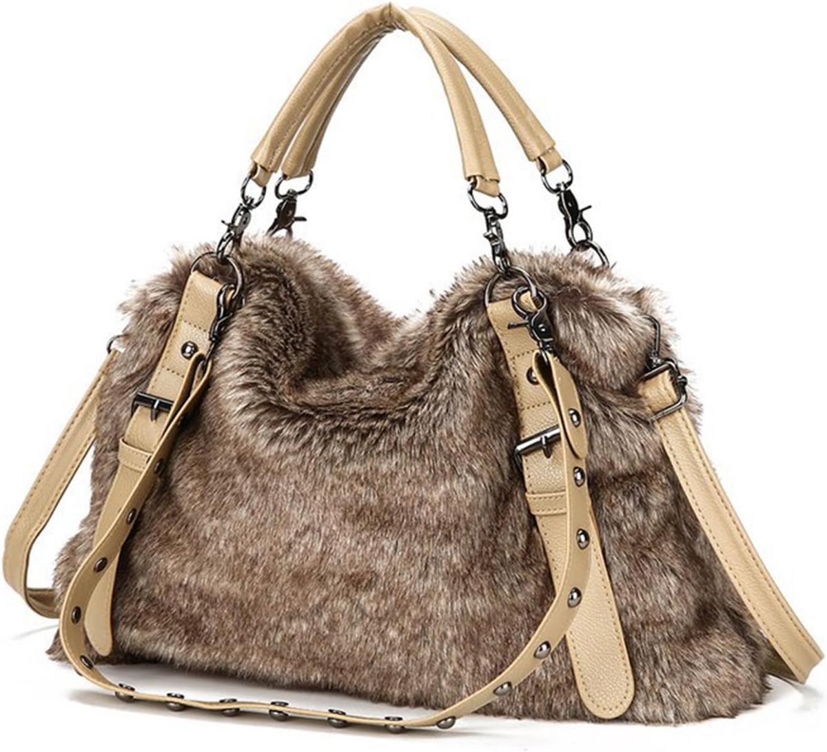 Grote Pluche Schoudertas Dames Kunstbont Wintertas Shopper