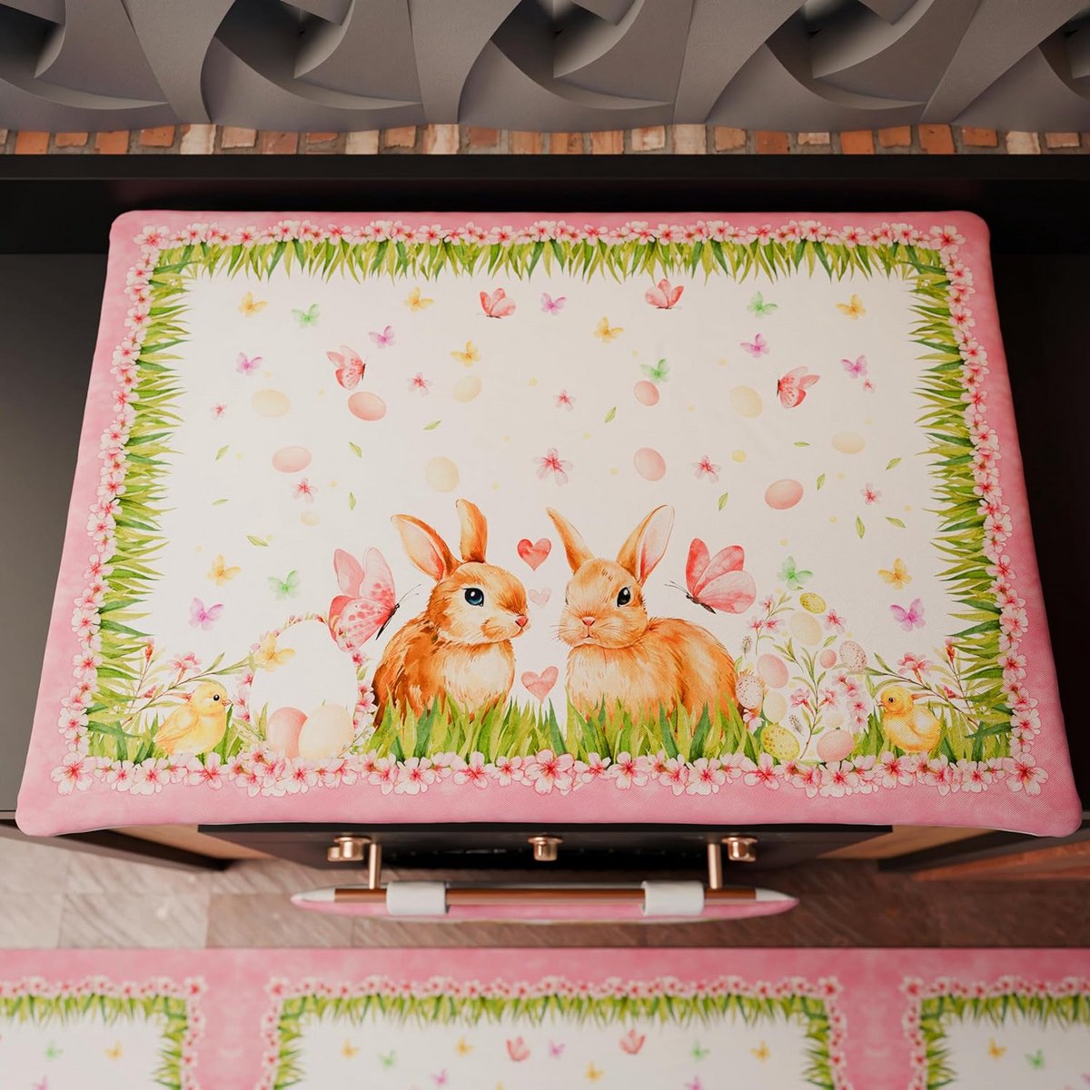 Kerst tafelloper 90x90 cm met berenthema voor feestelijk gedekte tafel