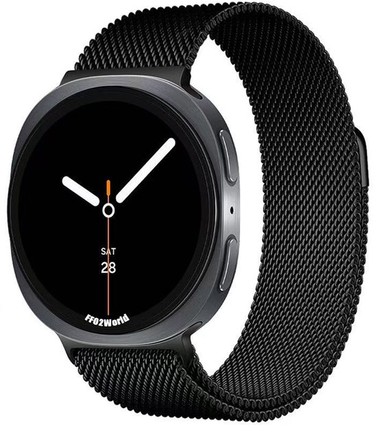 Milanese horlogebandje zwart magnetisch roestvrij staal voor Samsung Galaxy Watch 8 40/44/46mm