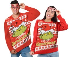 Unisex Kersttrui Rood - Grappige Gebreide Wintertrui Ugly Christmas Sweater voor Heren en Dames