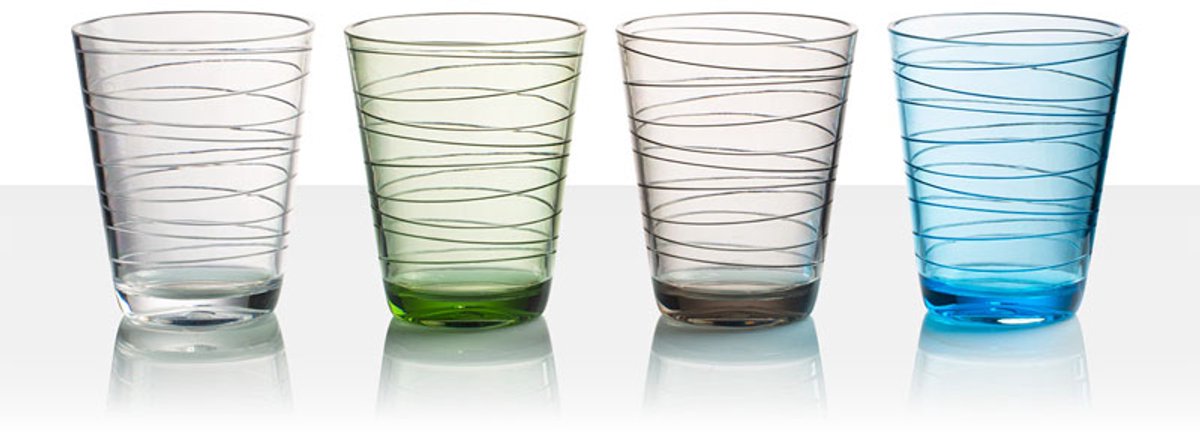 Brunner Drinkglazen Onda - Duurzaam en krasbestendig - Campingglas - Stapelbaar - Vaatwasser bestendig - 4 Stuks