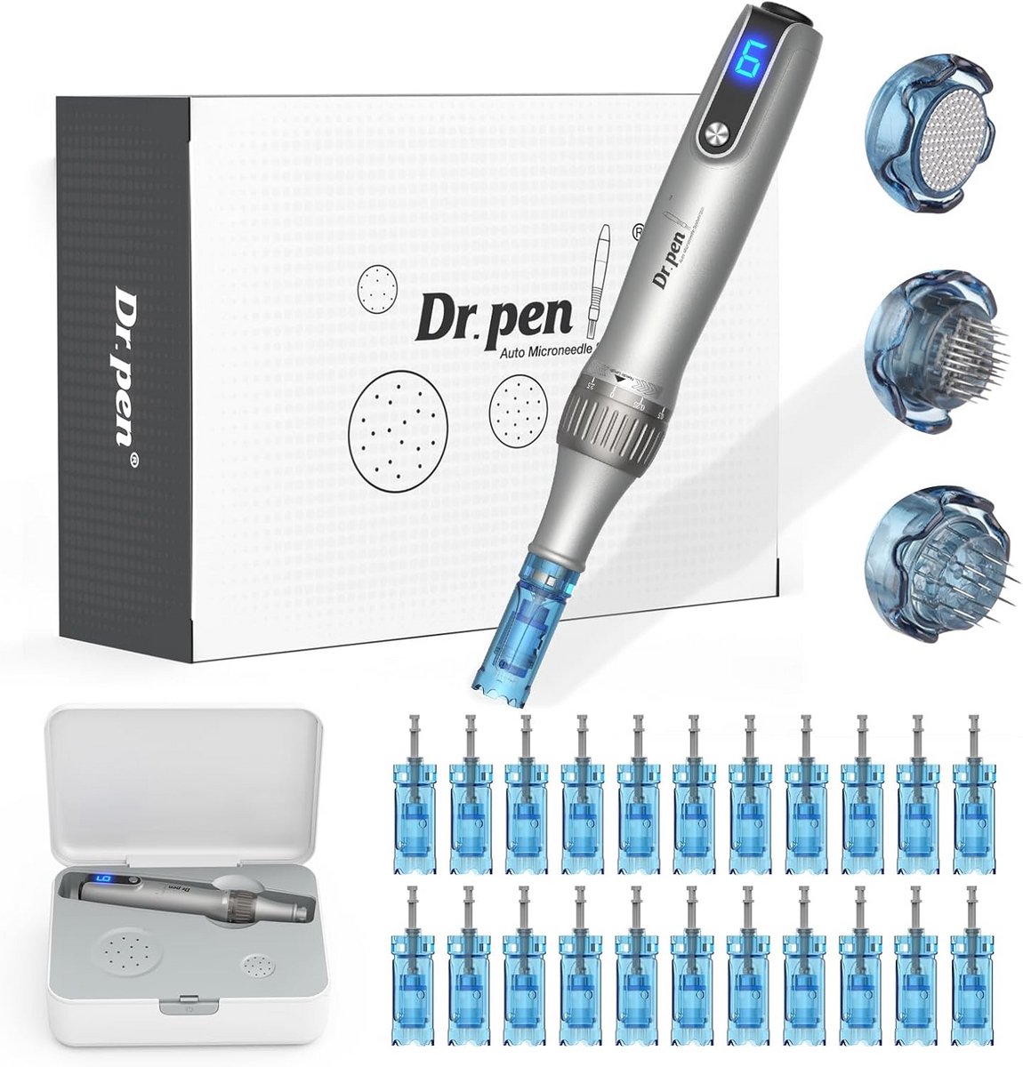 Professionele Draadloze Microneedling Pen met 22 Verstelbare Naaldcartridges