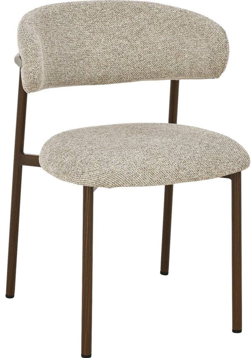 Goossens Eetkamerstoel Siem - Zonder Armleuning - Stof - Beige