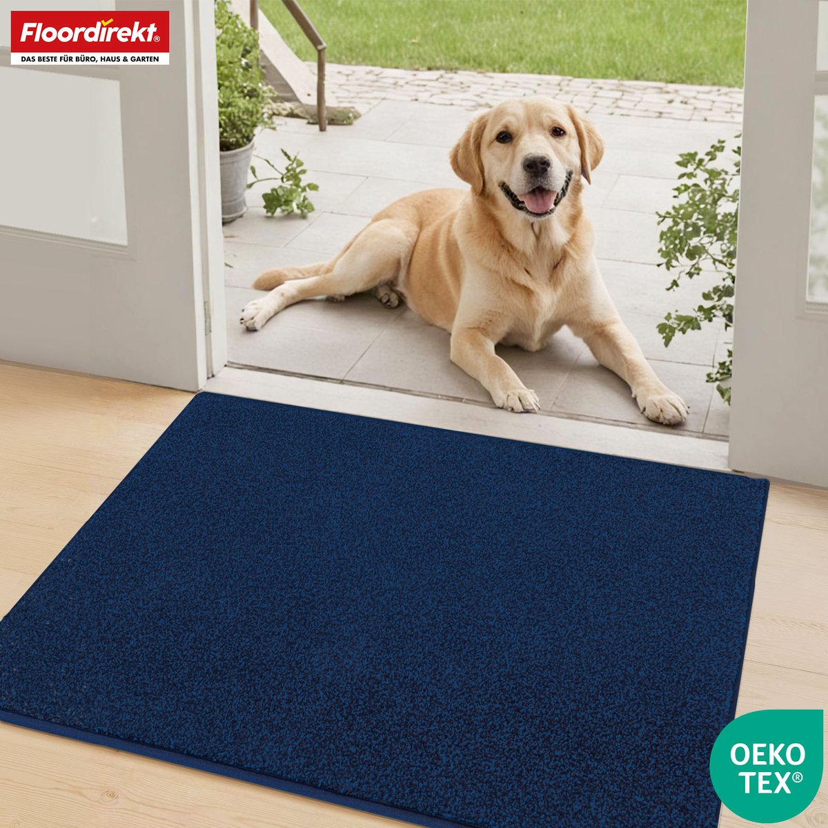 Floordirekt Schoonloopmat Nasa - Zachte & Waterabsorberende Deurmat - Donkerblauw 137 x 210 cm - Voor Binnen & Buiten - Antislip Onderzijde - Verkrijgbaar in 5 Kleuren & 8 Maten