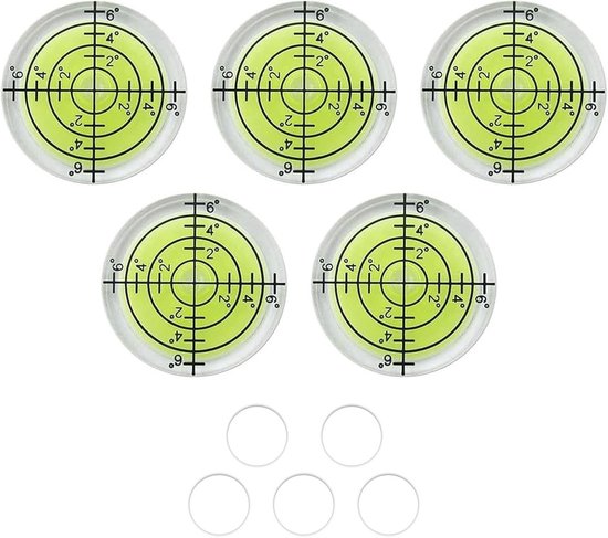 5 Stuks Precisiewaterpas – 32 Mm Diameter, Mini Waterpas Met Dubbelzijdige Tape, Ideaal Voor Caravan, Camera, Statief En Meer