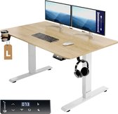 Bureau assis-debout Casaria - Réglable électriquement USB 140x60cm – Beige