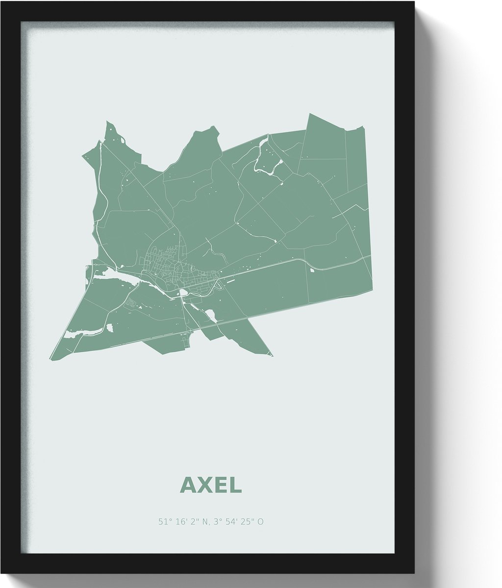 Poster Axel A2 - 42 x 59,4 cm - Groen Inclusief lijst (Zwart MDF)