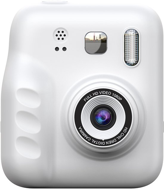 Witte kinder digitale camera met FULL HD VIDEO 1080P lens en flitser.