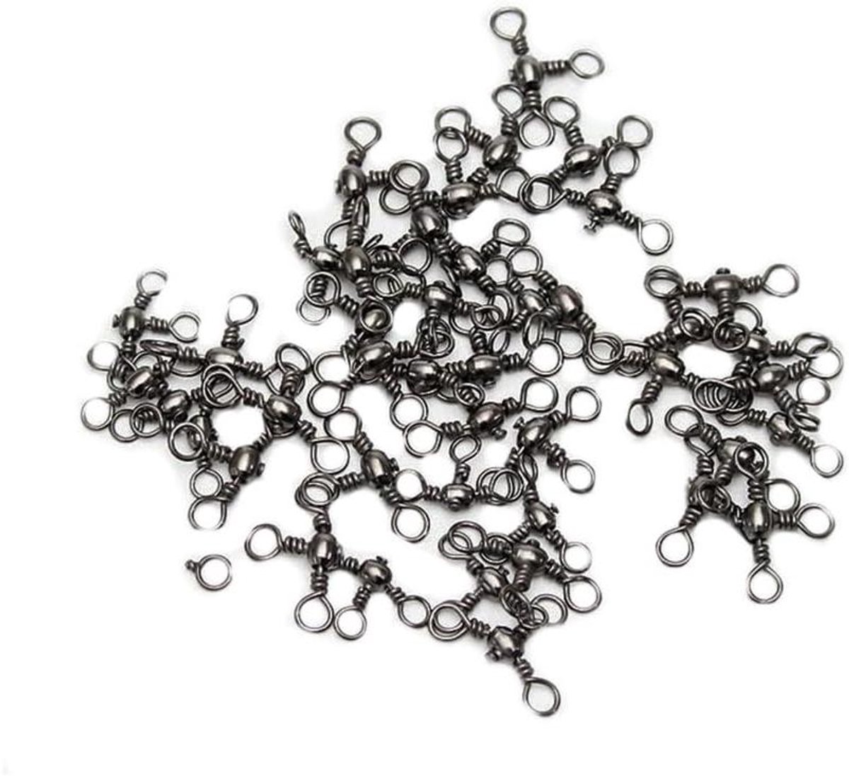 Allecta - 100 stuks 3-weg vissen Rolling Swivels, Barrel Swivels Connector Ringen voor Zoutwater en Zoetwater - Sterke verbinding - 5/0 formaat