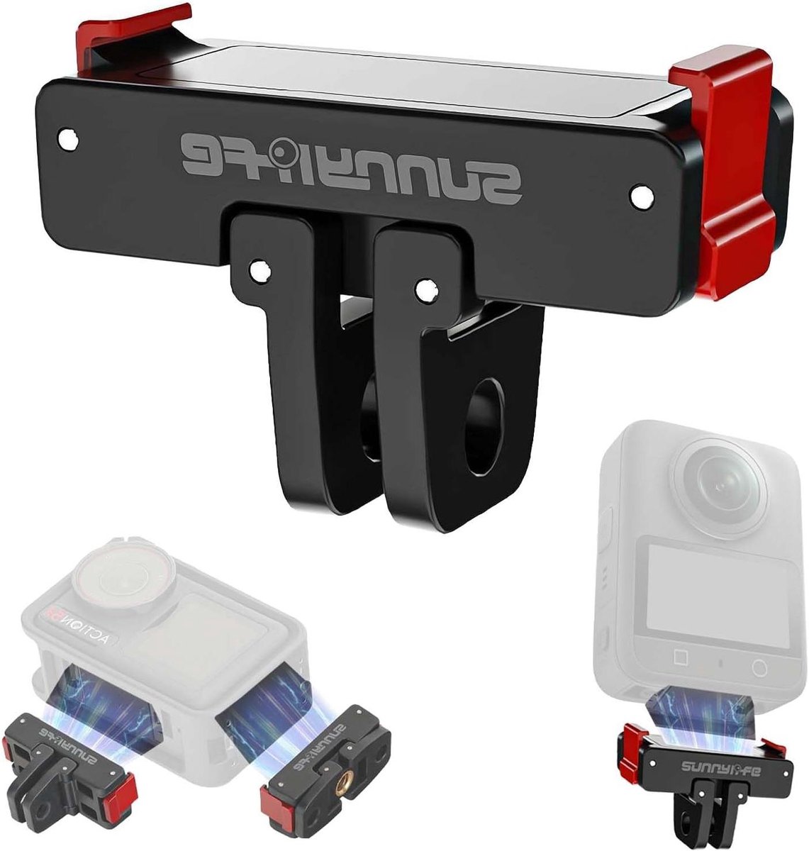 Allecta - Magnetische Adapterhouder voor DJI Action Camera Accessoires - Opvouwbare Verlengbeugel - Snel Demonteerbaar