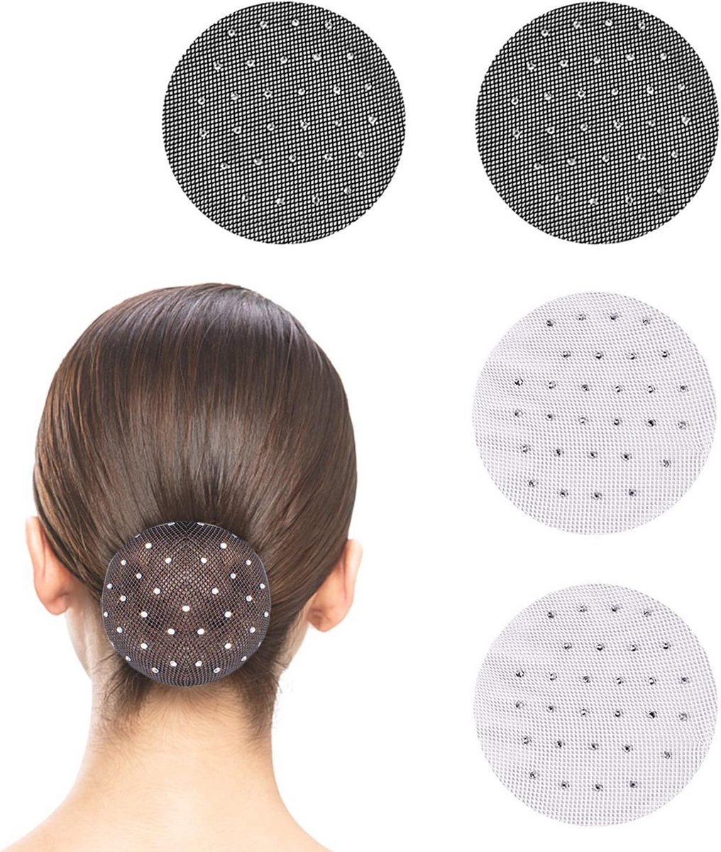 4x Onzichtbare Haar Netten Nylon, Elastisch Haarnetjes voor Dans, Chef, Verpleging