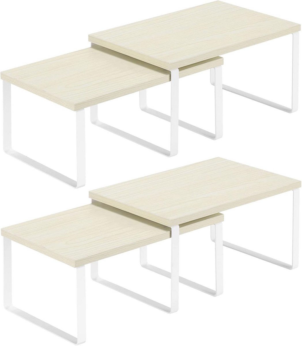 Houten Keuken Plank Organizer - Uitbreidbare en Stapelbare Opbergrekken