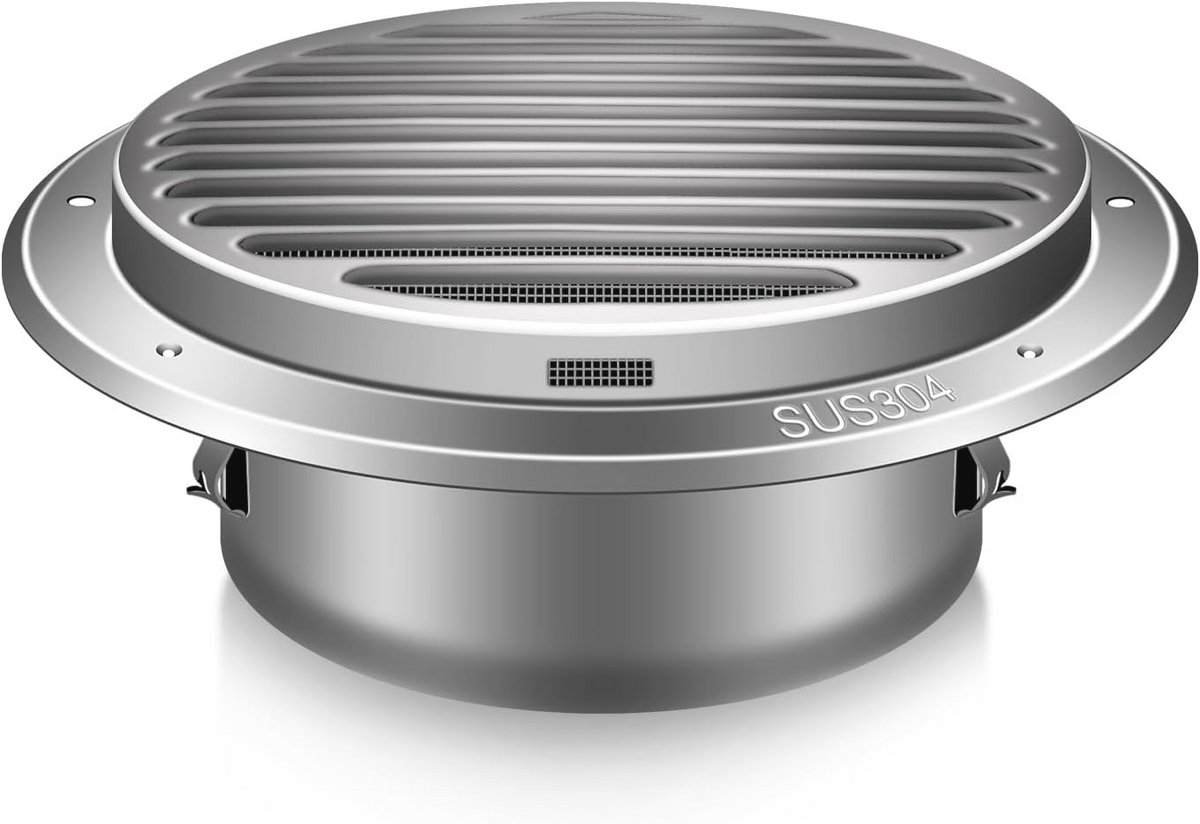 Ventilatierooster 150 mm, Roestvrij Staal, Rond Afvoerrooster met Insectenbescherming en S