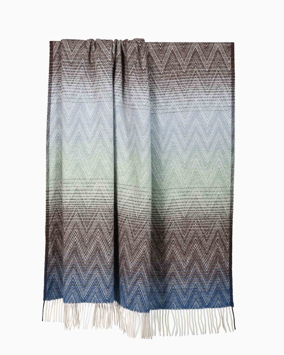 Most Wollen plaid Manoria Acqua - 100% Nieuw-Zeelandse wol - 140 x 200 cm - multicolor blauw