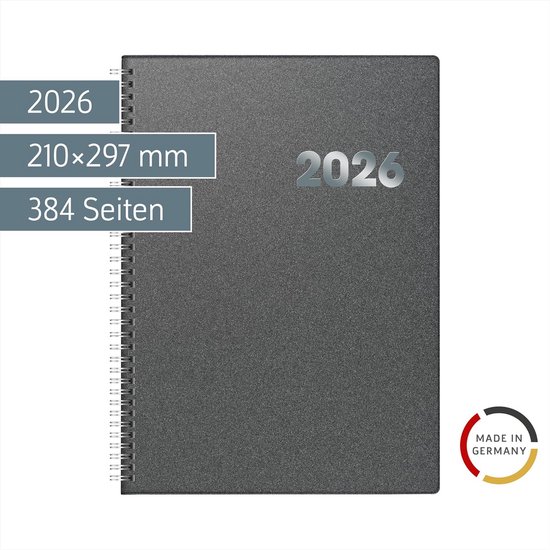 Tafelkalender A5 2026: Praktischer und neutraler Jahresplaner für den Schreibtisch oder die Wand. Terminplaner im kompakten Format mit Vorder- und Rückseite. Schlichter Jahres-Überblick