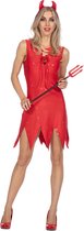 Wilbers & Wilbers Duivel Jurkje met Duivel Hoorntjes - Rood - Sparkle - Halloween & Carnavalskleding - Dames - Maat M