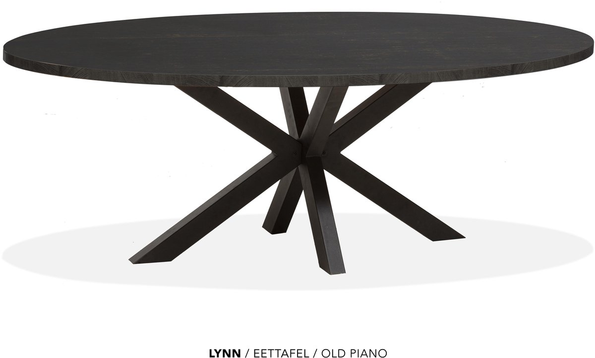 Maxfurn Lynn - Ovale eettafel Lynn | Zeer krasvast | Kleur: Old Piano | Afm. 180x102cm Natuurlijk eiken