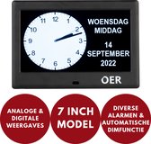 OER Dementieklok – Digitaal & Analoog – Kalenderklok met Alarmfunctie – Voor Alzheimer en Ouderen – Automatische Dimfunctie – 7 Inch Scherm – Zwart