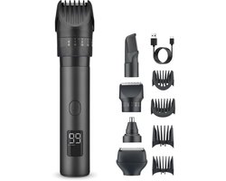BAØRD 5 in 1 Baardtrimmer Pro - Verstelbaar 1-20mm - IPX6 Waterproof - Trimmer, Bodygroomer, Scheerapparaat voor Mannen - Snelladen via USBC - Baard Verzorging Tip - Grooming Set - Trimmen - Scheermachine - Baardverzorging - Tondeuse - Barber - Zwart