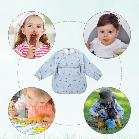 Waterdichte Babyslabbetjes met Lange Mouwen en Zak - Geschikt voor Baby's van 6 tot 12 Maanden — afbeelding 3