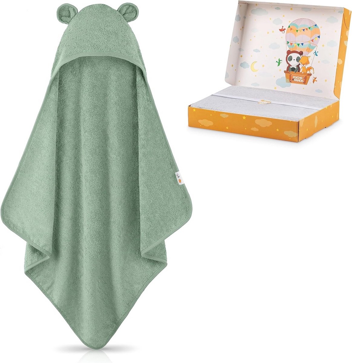 Zachte en dikke babyhanddoek met capuchon, 100% bamboe, 75 x 75 cm, voor een comfortabele uitstraling en warm gevoel