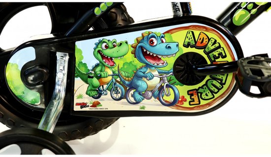 Dino Bikes Kinderfiets 12 inch dinosaurus - Kinderfiets Zijwieltjes - Jongensfiets - Zwart — afbeelding 2