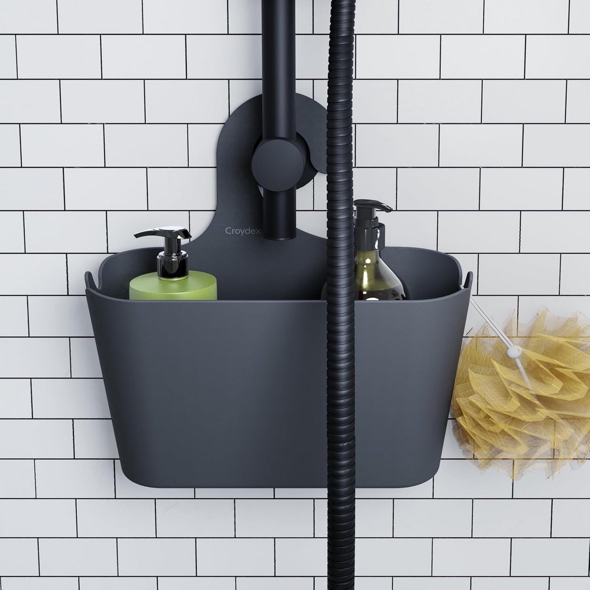 Grijze Badkamer Opbergmand - Zelfafvoerende Douche Organizer voor Gemakkelijk Onderhoud