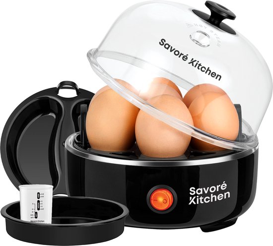 Savoré Kitchen 3-in-1 Eierkoker 7 Eieren - Electrisch - Eierkokers met Timer - Zwart