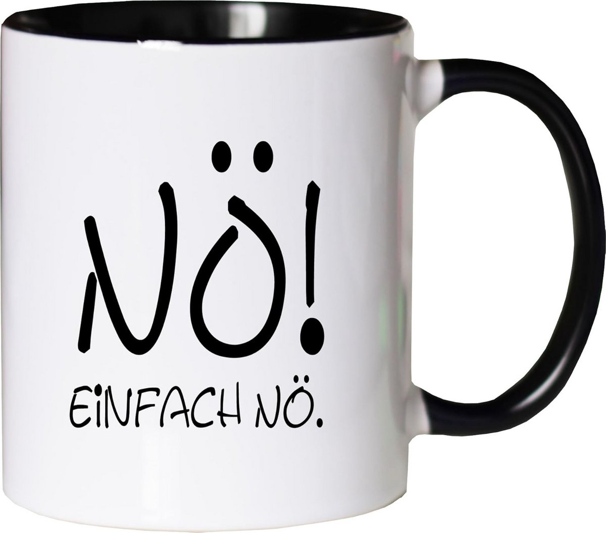 Witte en Zwarte Koffiemok met Tekst "Nö, Einfach Nö"