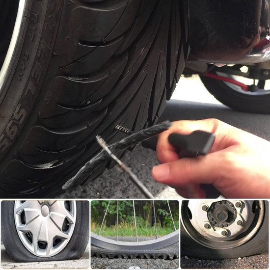 Tubeless Bandenreparatieset - Universele Reparatiestrips voor Auto & Motor - Zwart, 100x3.5mm (50 stuks) — afbeelding 3
