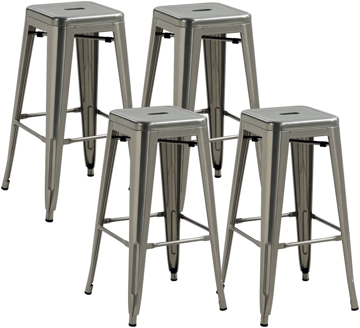 HOMCOM barkruk - Staal - 43x43x76cm - Zilver