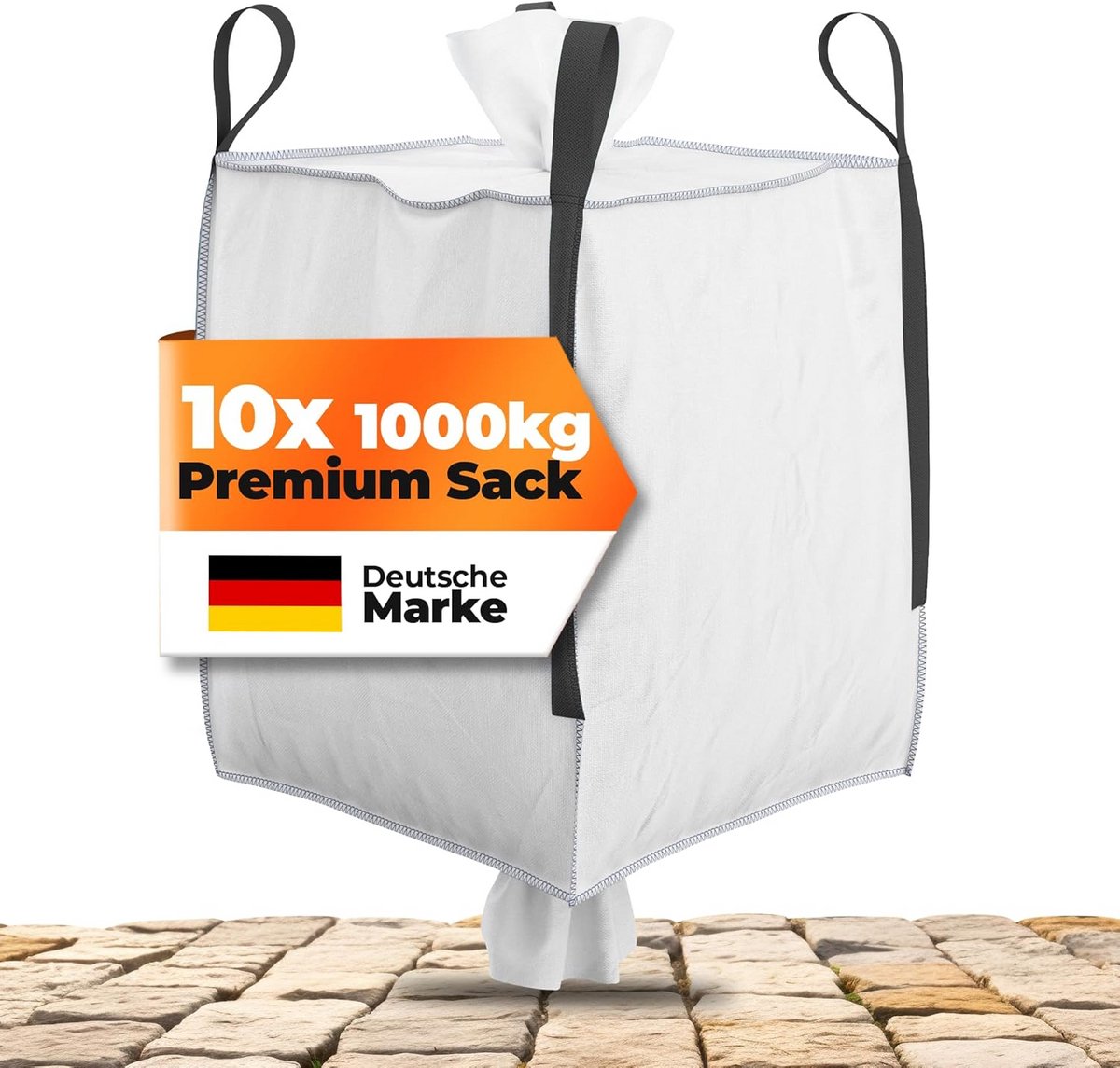 Big Bag 1000 kg met 4 lussen en uitloop - 90 x 90 x 90 cm - Waterbestendige opslag- en afvalzak (10 stuks)