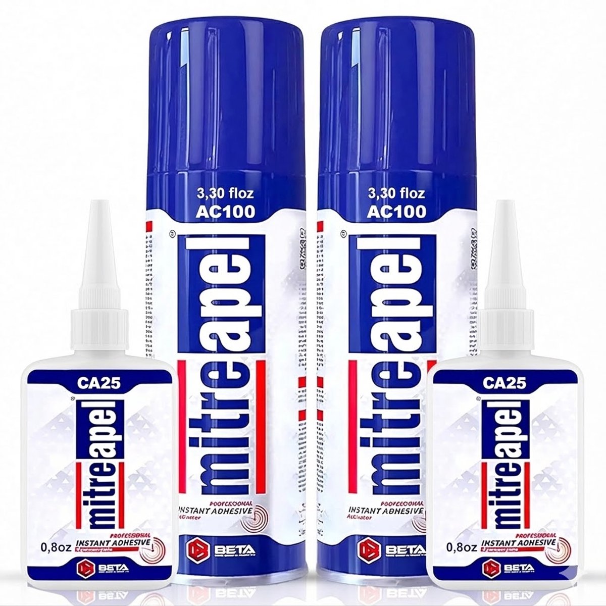 Mitreapel Secondelijm met Activator – 100 ml – 2 stuks – Superlijm – Sterke Secondelijm – Snelle en Betrouwbare Reparaties in Seconden - Twee-componentenlijm - Super Glue Instant Adhesive with Activator