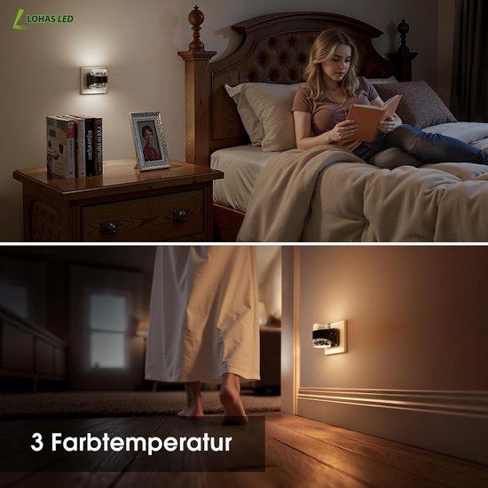 Nachtlampje met instelbare kleur en dimfunctie - Ideaal voor badkamer en hal - 3000K, 4000K, 5000K — afbeelding 2