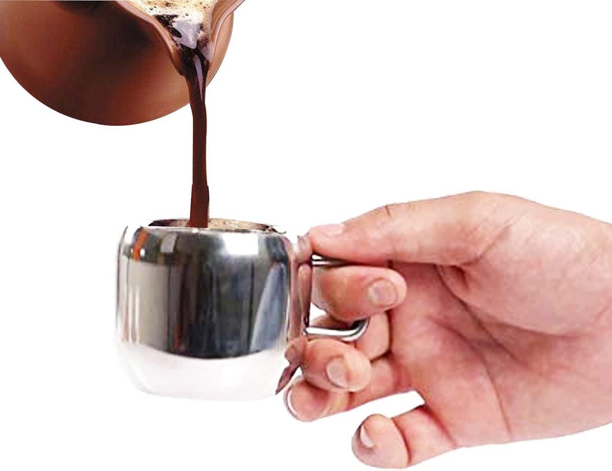 Set van 6 Dubbelwandige RVS Espresso Kopjes - Herbruikbare Koffiemokken — cadeau in Koken & Dineren - foto 3