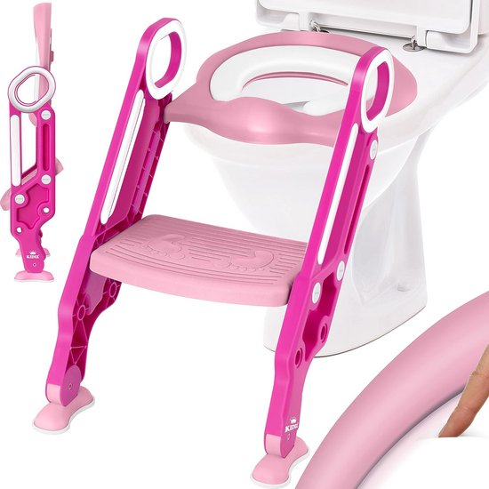 Toiletbril voor Kinderen met Trap en Handgrepen, Opvouwbaar, WC Toiletbril voor Kinderen met Trap en Handgrepen, Opvouwbaar, WC
